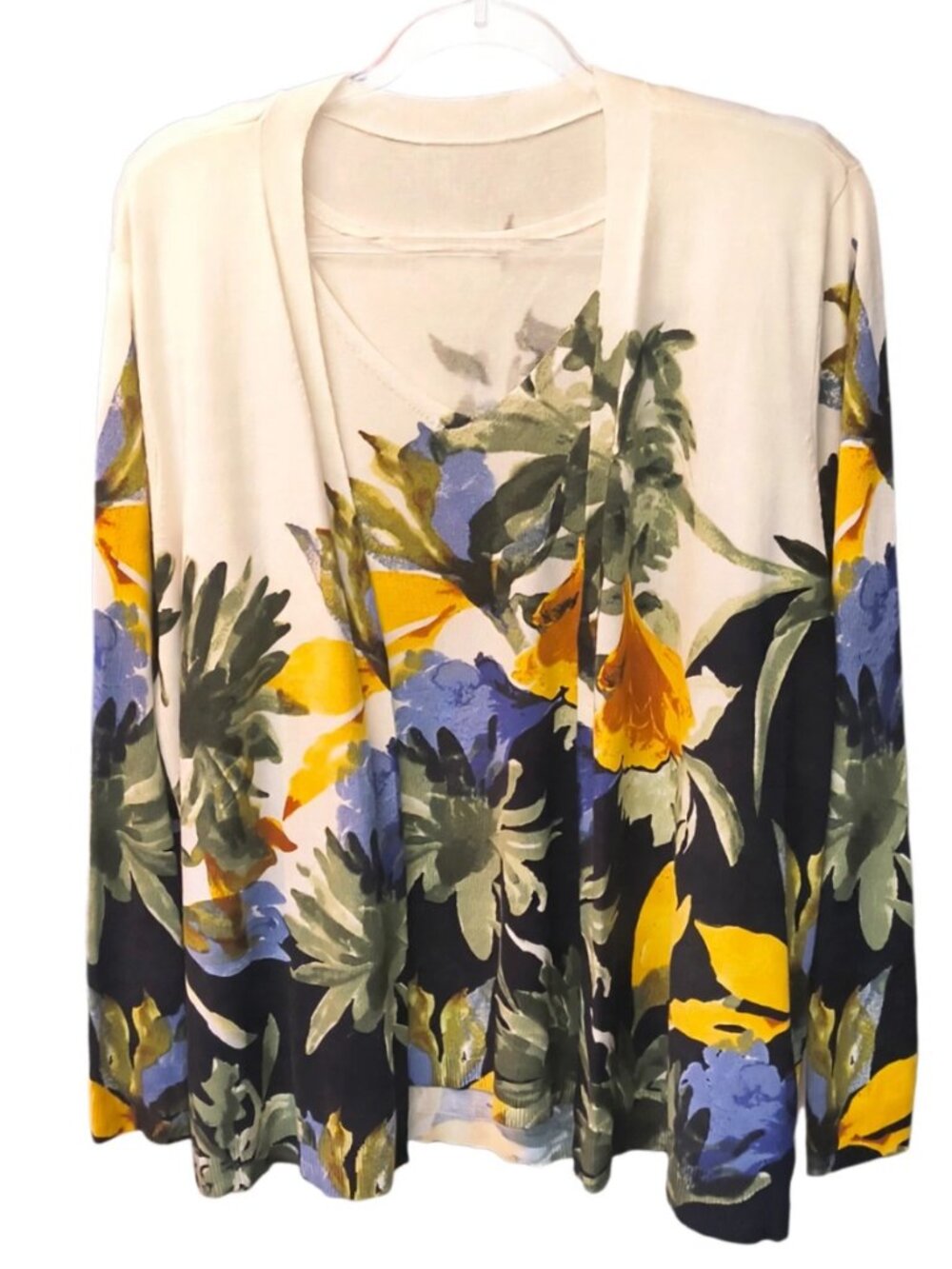 Chico's Floral Open Front Cardigan & Tank Set XL